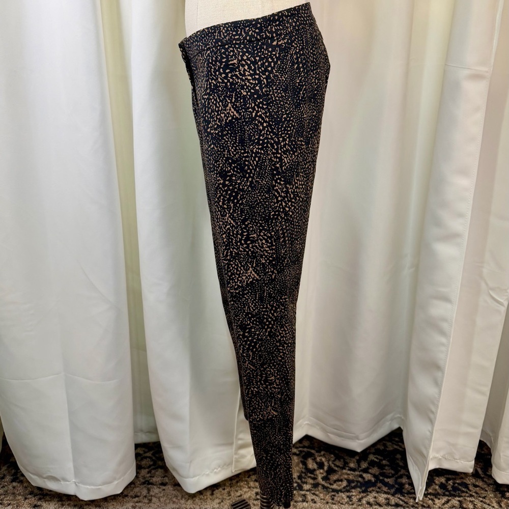 Etcetera Tan & Black Abstract Speckled Print Slim Leg Zip Hem Trousers Size 0 - Picture 6 of 14